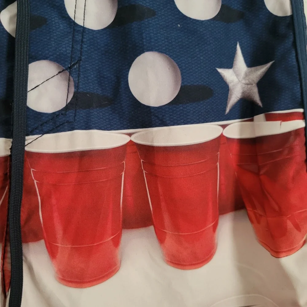 ONeill Hyperfreak Mens 28 Board Shorts Patriotic Red Solo Cup Beer Pong Murca